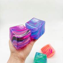 1pc Marble Pattern Slow Rising Cube Toy: Transparent Swirl Design Slow Rebound Cube Toy, Soft And Slowly Rises, Suitable For Children And Adults, Great For Desktop Games And Stress Relief. - NNL30 - View 8