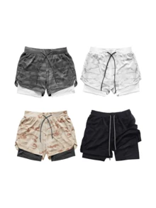 Kit Of 3 Bermuda Shorts 2 In 1 Dry Fit And Thermal Compression - 黑/白/卡其 - 查看 8