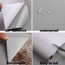 Papel de Parede Autoadesivo Minimalista Cinza (1 Rolo), Impermeável, Resistente a Óleo, Removível, Ideal para Bancadas de Cozinha, Armários, Paredes, Decoração de Ambientes, Sala de Estar, Banheiro, Reforma Residencial, Renovação de Móveis, Decoração DIY, Material de Revestimento de Parede Durável, Fácil de Instalar, Ideal para Renovar sua Casa - cinza - Ver 4