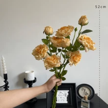 1/2/3 支仿真玫瑰花，52 厘米假花，适用于墙面、客厅、卧室、婚礼、派对装饰、桌面摆件、家居、书桌装饰、厨房、婚礼、餐桌摆件、中心装饰品、办公室、花园、户外、房屋、庭院装饰，春夏秋冬皆宜。 - 橘色 - 查看 7