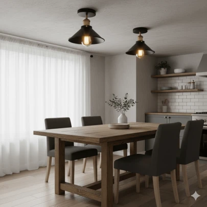 1 pieza Lámpara de techo estilo retro americano, apta para garaje, entrada, pasillo, comedor, dormitorio, pasillo, balcón, isla, casquillo E27, cableado fijo, bombilla no incluida