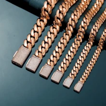 316L Stainless Steel Miami Curb Chain Nekclace Or Bracelet 14mm  Rose Gold Plated Miami Cuban Link Chain  For  Hip Hop Jewelry For Men Jewelry Cuban Link Chain Necklaces For Men Gold Chain Cuban Link Chain Women Baddies Chain Accessories Suitable As Valentine's Day Gift, For Party And Daily Wear - 14毫米(0.55吋) - 查看 6