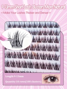 100pcs C-Curl Curly Anime False Eyelashes, Soft DIY Segmented Flocking Lashes, 5D Fluffy Natural Look Fake Eyelashes - View 7