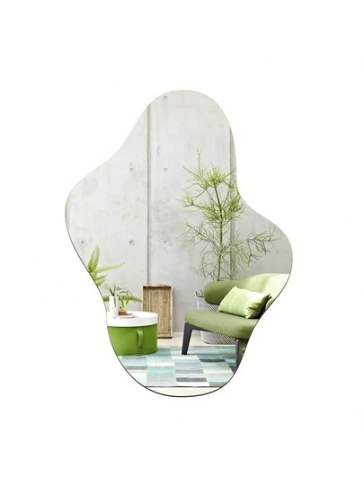 1 PIEZA Espejo decorativo de estilo moderno con diseño geométrico asimétrico, pegatinas de espejo acrílico, pegatinas de pared autoadhesivas extraíbles, arte de pared, pegatinas de pared, decoración del hogar, accesorios de dormitorio, decoración de habitación