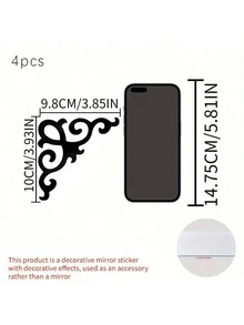 4-Piece Corner Mirror Sticker, Self-Adhesive Acrylic Wall Decals For Home Bathrooms, Door Decorations, And Cabinet Frame Stickers - 1mm - View 18