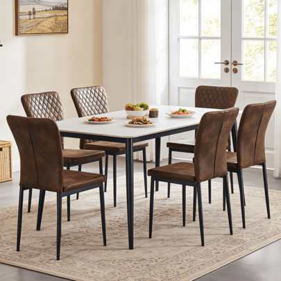 JYMTOM Set di 4/6 sedie per sala da pranzo scandinave, aspetto elegante griglia marrone, rivestimento , comoda sedia imbottita - sedia da cucina moderna, sedia per sala da pranzo o sedia per tavolo da pranzo