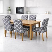 6-Seater Chair Cover Kit For Kitchen Dining Room Printed Gel Mesh Offer - Grey - View 1