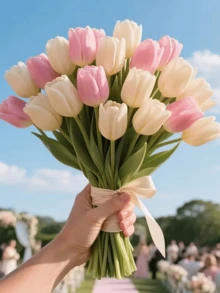 人造郁金香——多种颜色可选，是客厅和餐桌装饰的完美之选。不易褪色，北欧风格家居装饰，适合周年纪念和派对布置。情人节和母亲节的必备礼物。 - 彩色 - 查看 3