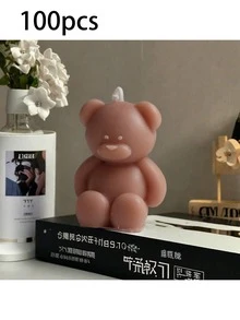 2-100件 多規格新款玫瑰與熊香氛蠟燭，客廳、臥室桌面裝飾，適用於母親節、父親節、復活節、畢業季、生日派對、婚禮伴手禮 - 粉色 - 查看 35