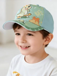 1pc Kids Cartoon Dinosaur Baseball Cap, Unisex Cute Versatile Sun Protection Hat For Outdoor, Suitable For 3-7 Years Old - Hat-wearing Dinosaur Duck Tongue - View 4