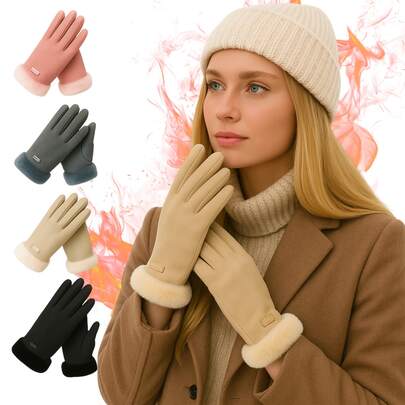 Luva Feminina Touch Térmica Forrada Inverno Frio Intenso Elegante