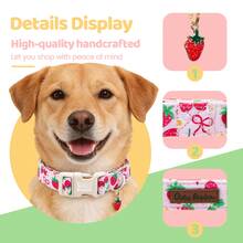 Spring Strawberry Print Pet Dog Collar, Cute Holiday Gift, Adjustable Quick Release Plastic Buckle Dog Collar - Red - View 3