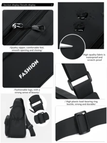 Men's Casual Utility Crossbody Bag, Large Capacity Shoulder Bag - Front Pocket - View 11