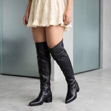 Women's Over-The-Knee Pointed Toe High-Top Riding Boots For Winter - màu đen - Xem 5