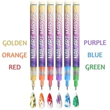 3/6/12支装细头3D美甲笔，丙烯颜料笔，美甲绘图笔，点彩笔，速干美甲马克笔套装，专业美甲设计工具 - 彩色 - 查看 8