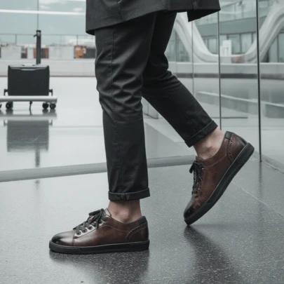 Giày trượt ván nam, chất liệu PU, kiểu dáng cổ điển retro, đế cao su, phù hợp cho việc đi lại hàng ngày, giày đế bằng thoải mái, giày thể thao ngoài trời.