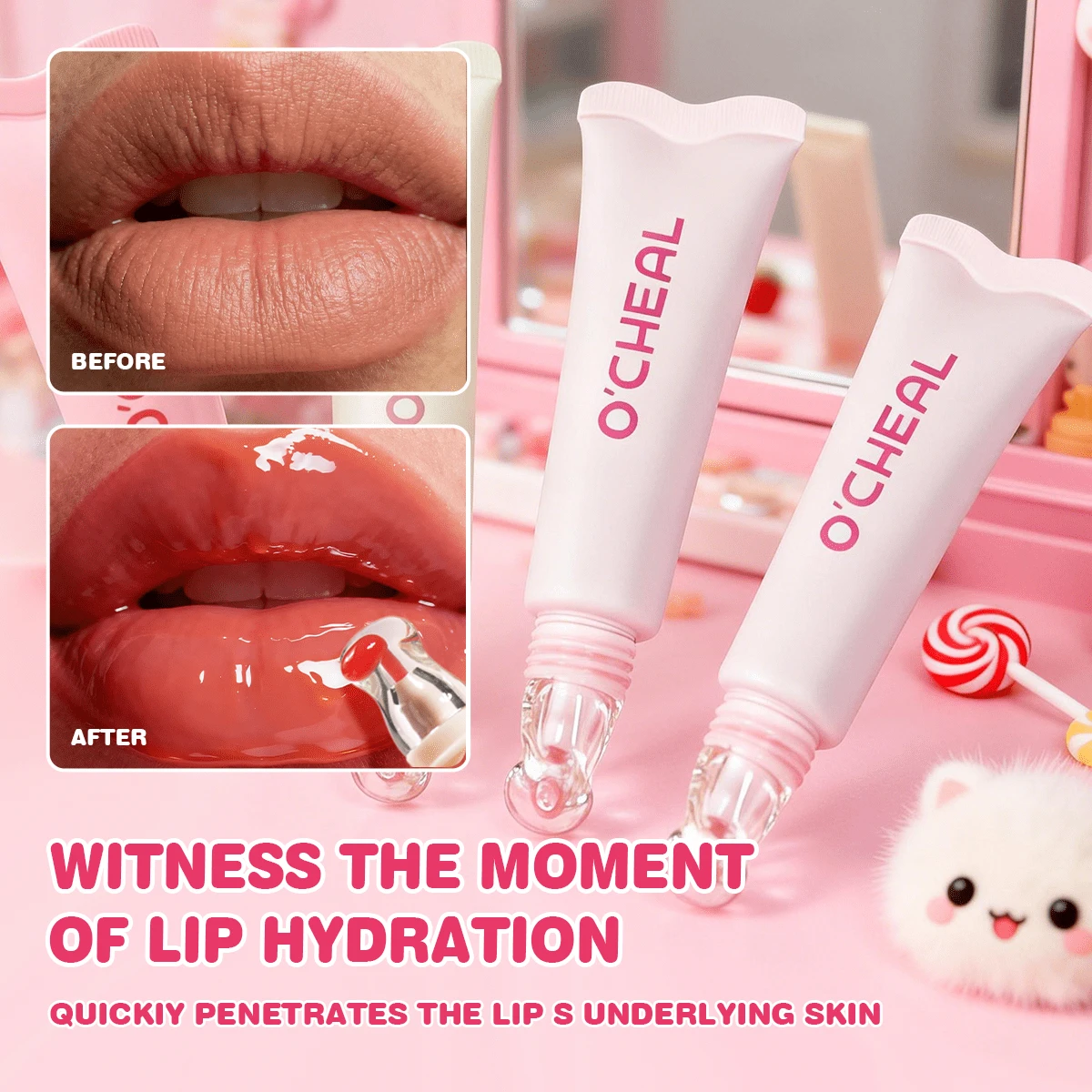 保湿唇油，丰盈水润唇彩，防水持久，适合所有肤质，滋养持久 - 多色 - 查看 1