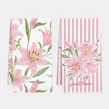 2pcs Pink Lily Flower Pattern Kitchen Towels, Soft Polyester Material Dish Cloths, Suitable For Kitchen Decor, Cleaning, Holiday Party Decoration, Kitchen & Bathroom Essentials, Home Decor, Housewarming Gift - Multicolor - View 11