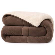 Sherpa Comforter, Blanket, And Comforter, Queen Size, Thick, Various Colors - Brown - View 2