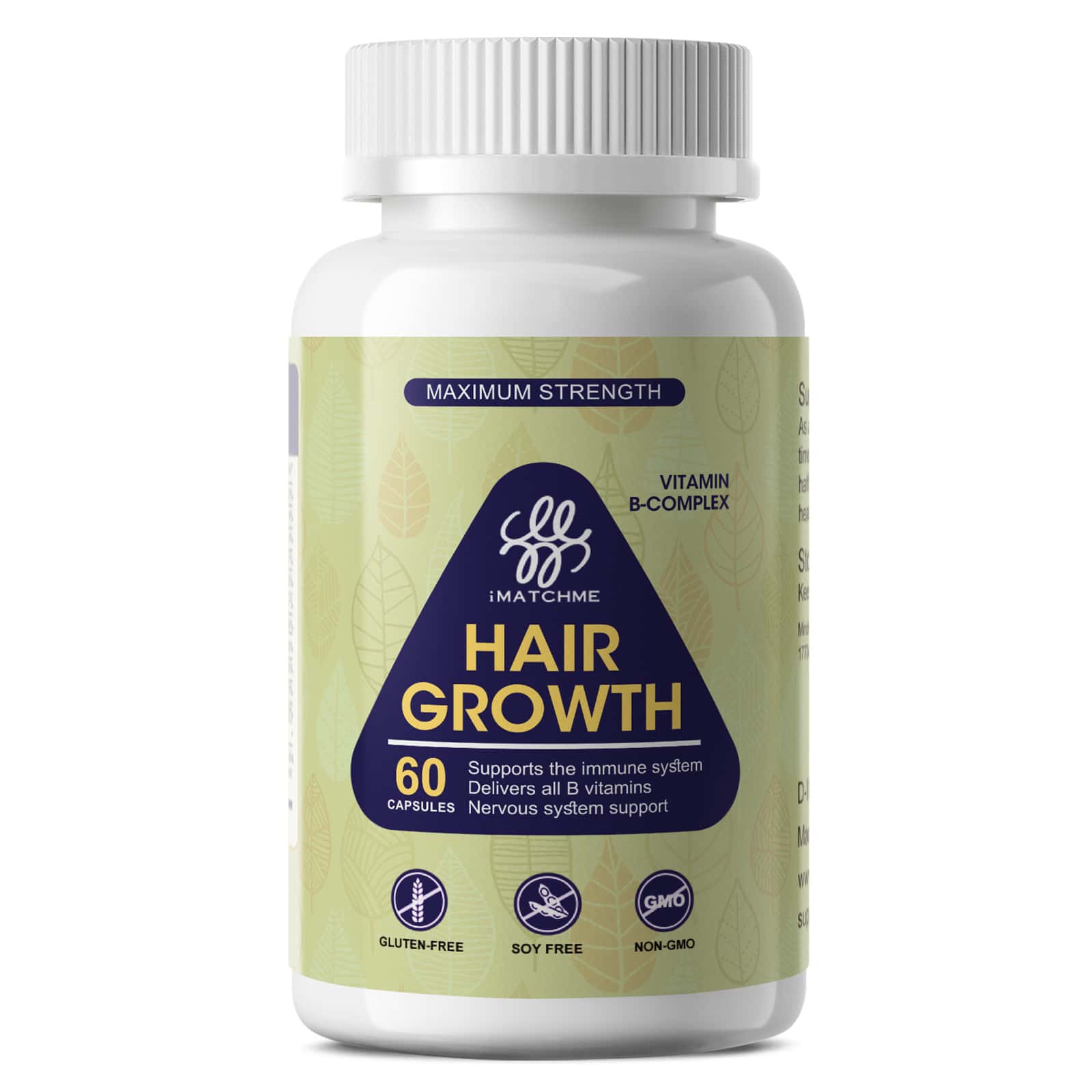 IMATCHME Hair Growth Support Vitamin B Complex Capsules With Biotin, Vitamin C & CoQ10, Supports Healthy Hair, Skin, Nails & Energy, For Adults, 60 Count - 60抽 - 查看 1