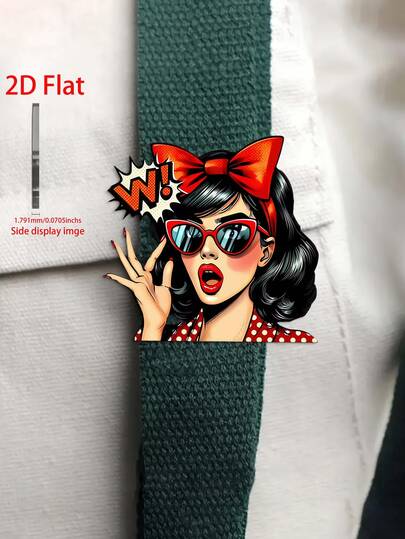 دبوس أكريليك بتصميم فتاة كرتونية مسطحة الأبعاد بطراز رجعي، مصنوع من مواد شفافة عالية، يعرض تفاصيل فن البوب، بطراز أمريكي رائع، مناسب لتزيين السترات، إكسسوار لافت للنظر، هدية للمهتمين بالموضة