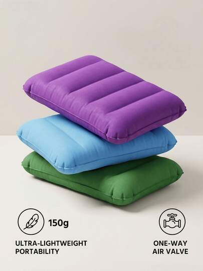 Square Inflatable Travel Pillow - Neck Support For Car And Plane, Also Can Be Used As Lumbar Cushion, Suitable For Long Flights And Road Trips, Comfortable Aviation Accessory, Elegant Travel Gear, Durable Inflatable Material