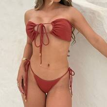 Aya Maldives Women's Bikini, Strapless Top, Sexy Summer Comfortable Beachwear - 紅木色 - 查看 1