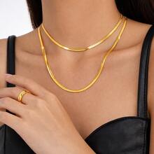 1pc 925 Sterling Silver Fishbone Chain Necklace, Minimalist Snake Bone Style Delicate Necklace For Women - Chain - View 8