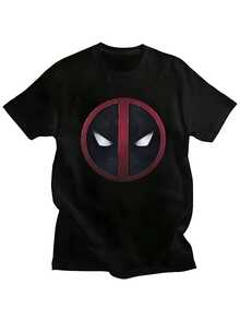 Super Happy Summer Marvelssss Deadpool T Shirts Hip Hop Stylish Short Sleeve Daily Casual Versatile T-Shirts 100 Cottonsss Summer Vintage Clothes T-Shirt1 Graphic Tee - 黑色 - 查看 1