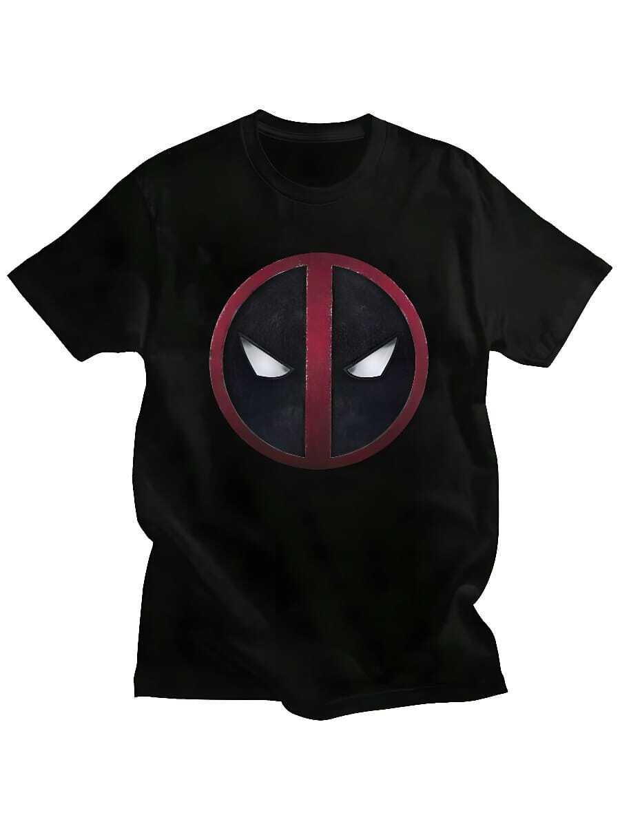 Super Happy Summer Marvelssss Deadpool T Shirts Hip Hop Stylish Short Sleeve Daily Casual Versatile T-Shirts 100 Cottonsss Summer Vintage Clothes T-Shirt1 Graphic Tee - 黑色 - 查看 1