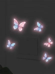 1个发光3D蝴蝶墙贴，夜光逼真3D蝴蝶装饰贴纸，自粘防水贴纸，适用于卧室、浴室、客厅 - A - 查看 5