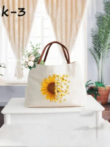 Vibrant Lemon Pattern Printed Tote Bag, Reusable Printed Women's Tote Bag, Double Handle Shopping Book Bag, Large Capacity Shoulder Bag, Casual Commute - Multicolor - View 13