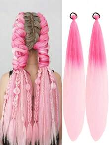 WIGGAGA Football Cup Music Festival Inspired Women's Vacation Outfit, Valentine's Day Summer Wear, 26" Colorful Braided Ombre Wig Suitable For Music Festivals, Halloween, Christmas - Multicolor - View 13
