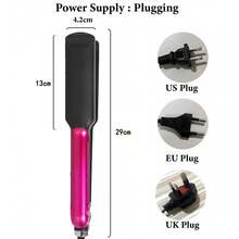 专业陶瓷直发器，插电式加热，快速调温，适合家庭和沙龙使用，护发礼品 - 玫紅色 - 查看 7