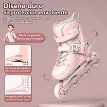 Patienes en linea para principiantes 1 freno incluido patienes en linea con protecciones rodilleras y coderas - Color rosa brillante - Ver 5