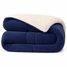 Sherpa Comforter, Blanket, And Comforter, Queen Size, Thick, Various Colors - Blue - View 2