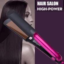 专业陶瓷直发器，插电式加热，快速调温，适合家庭和沙龙使用，护发礼品 - 玫紅色 - 查看 2