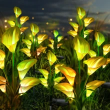 10 PCS 5-Head Calla Lily Solar Lights, Outdoor, Garden, Pathway Decor, Illumination (White, Red, Purple, Blue, Yellow) - 5頭馬蹄蓮 - 查看 24
