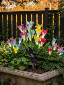 Decorative Solar LED Flower Lamp For Garden Patio Outdoor - Set - View 4