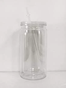 1PC 16oz Double Layer Clear Plastic Snow Globe Cup With Pre-Drilled Holes, Includes Colourful Lid And Straw, DIY Crafts For Office, Reading, Outdoor Camping Picnic - Multicolor - View 14
