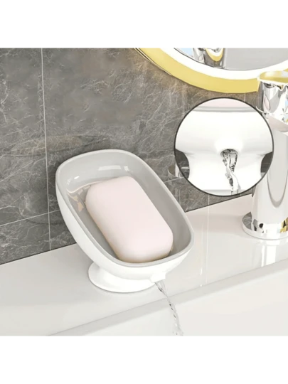 2-Tier Soap Dish, Convenient And Tidy Soap Storage With Quick Drainage, Bathroom Accessory, Soap Holder In Pink, Blue, Gray, Durable And Stylish Soap Dish