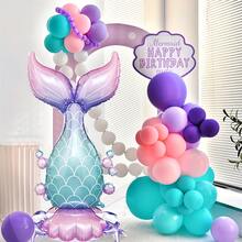 1pc 61-Inch Oversized Mermaid Tail Shaped Aluminum Foil Balloon With Star And Tail Decor, Suitable For Birthday, Graduation, Wedding Celebration - View 4