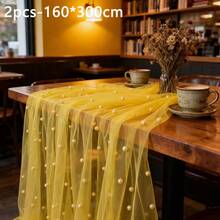 1pc Pearl Decor Sheer Fabric, Photography Backdrop, Can Be Used As Table Runner, Pearl Background Tablecloth, White Pearl Sheer Tablecloth For Wedding, Wedding Arch Decor, Wedding Reception, Bridal Shower, Party Decoration - Multicolor - View 23