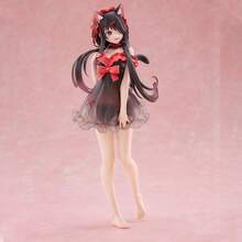 黑猫主题内衣套装，包含猫耳朵、尾巴、黑红相间的可爱睡衣、双马尾、赤脚萌妹子、可爱小摆件 - 彩色 - 查看 5