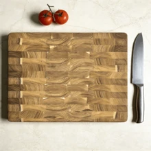 优质端纹砧板，大号相思木肉砧板 – 刀具友好型重型厨房切菜板，节日礼物，男女厨师适用，半包 - 棕色 - 查看 2
