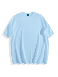Men's 100% Cotton T-Shirt, Casual Wear, Suitable For Vacations And Workouts, Minimalist Design, No Print. - Màu xanh nhạt - Xem 2