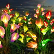 10 PCS 5-Head Calla Lily Solar Lights, Outdoor, Garden, Pathway Decor, Illumination (White, Red, Purple, Blue, Yellow) - 5頭馬蹄蓮 - 查看 28