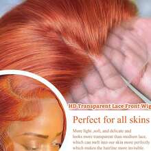 Bone Straight Ginger Orange 30 36 Inch 250 Density 13x6 Lace Front Brazilian HD 13x4 Pre Plucked Wig 350 Colored Glueless Human Hair Lace Frontal Wigs - S350 - Xem 8