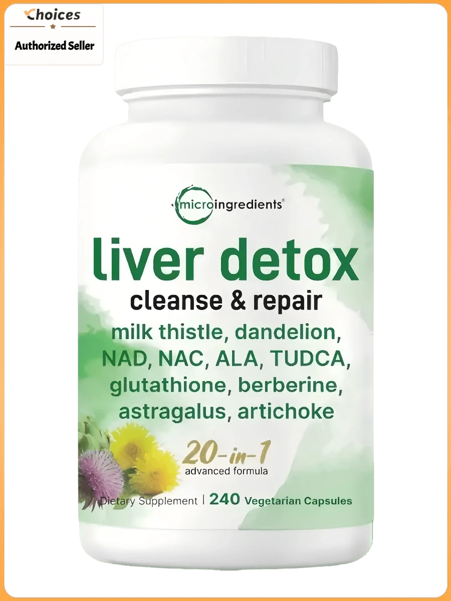 Advanced Liver Wellness Complex | 20-In-1 Herbal Supplement With Milk Thistle, Dandelion, Choline & Botanical Extracts | Digestive & Metabolism Support | 240 Capsules - 1 chai - Xem 1
