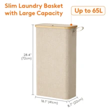 1pc Double-Layer Laundry Basket With Lid, Large Dirty Clothes Storage Basket, 2 Removable & Washable Inner Bags, Foldable Space-Saving Laundry Hamper For Bathroom, Bedroom, Laundry Room, Dorm - Multicolor - View 11